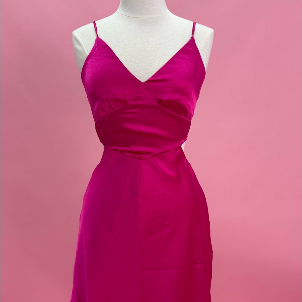 Hollister Pink Ruched Spaghetti Strap Sundress